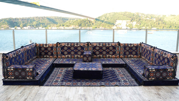 8'' Thickness U Sofa Set, Floor Cushions, Arabic Majlis Seating, Turkish Floor Seating