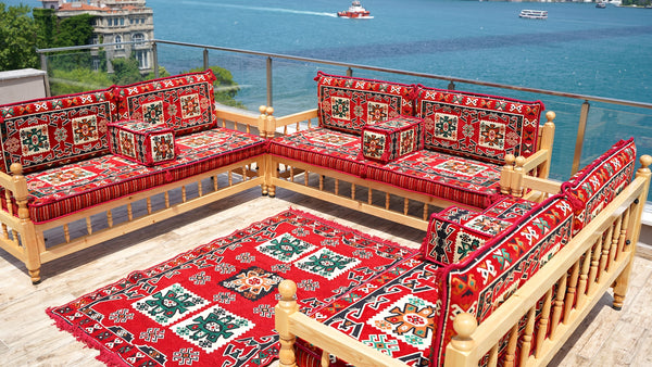 Moroccan Majlis, Wooden Bench Sofa Sets, Patio Benches, Arabic Majlis Seating, Pine Tree Wooden Bench, Outdoor Furniture, Arabic Seating Jalsah, Yemeni Majlis Set