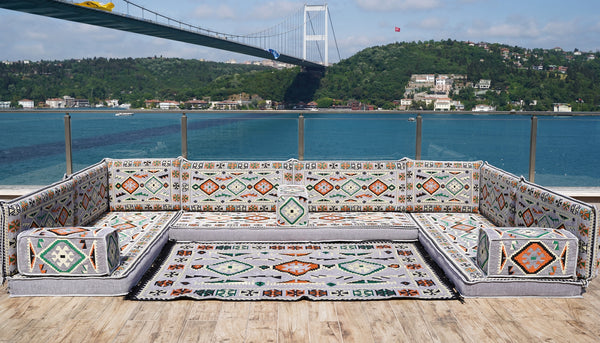 8'' Thickness U Sofa Set, Arabic Sofa, Moroccan Sofa Seating, Arabic Jalsa Seating