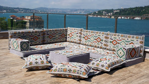 8'' Thickness L Sofa Set, Sectional Sofa Set, Floor Pillow, Arabic Seating Majlis, Moroccan Livingroom Cushion