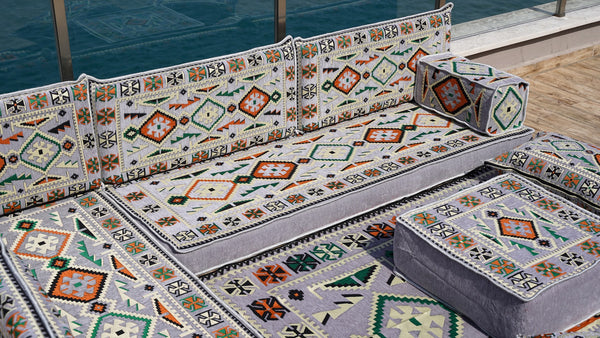 8'' Thickness L Sofa Set, Sectional Sofa Set, Floor Pillow, Arabic Seating Majlis, Moroccan Livingroom Cushion