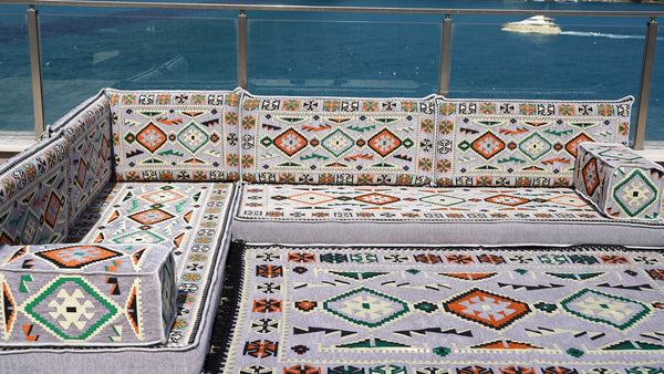 8'' Thickness L Sofa Set, Sectional Sofa Set, Floor Pillow, Arabic Seating Majlis, Moroccan Livingroom Cushion