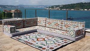 8'' Thickness L Sofa Set, Sectional Sofa Set, Floor Pillow, Arabic Seating Majlis, Moroccan Livingroom Cushion