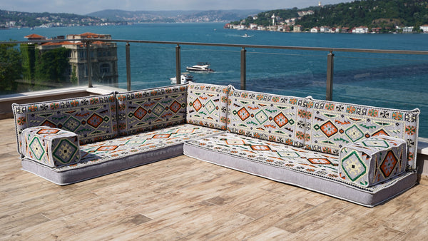 8'' Thickness L Sofa Set, Sectional Sofa Set, Floor Pillow, Arabic Seating Majlis, Moroccan Livingroom Cushion