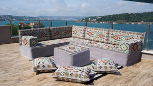 8'' Thickness L Sofa Set, Sectional Sofa Set, Floor Pillow, Arabic Seating Majlis, Moroccan Livingroom Cushion