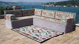 8'' Thickness L Sofa Set, Sectional Sofa Set, Floor Pillow, Arabic Seating Majlis, Moroccan Livingroom Cushion