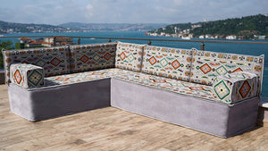 8'' Thickness L Sofa Set, Sectional Sofa Set, Floor Pillow, Arabic Seating Majlis, Moroccan Livingroom Cushion