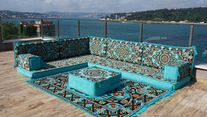 8'' Thickness L Sofa Set, Arabic Seating, Handmade Floor Couches, Sectional Sofas, Turkish Floor Sofas