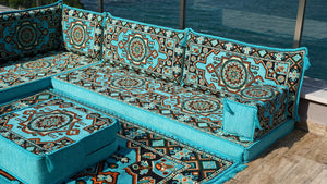 8'' Thickness L Sofa Set, Arabic Seating, Handmade Floor Couches, Sectional Sofas, Turkish Floor Sofas