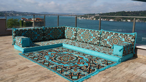 8'' Thickness L Sofa Set, Arabic Seating, Handmade Floor Couches, Sectional Sofas, Turkish Floor Sofas