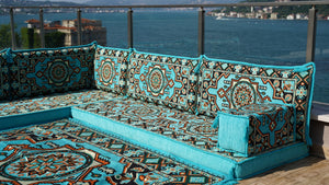 8'' Thickness L Sofa Set, Arabic Seating, Handmade Floor Couches, Sectional Sofas, Turkish Floor Sofas