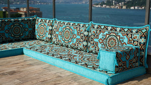 8'' Thickness L Sofa Set, Arabic Seating, Handmade Floor Couches, Sectional Sofas, Turkish Floor Sofas