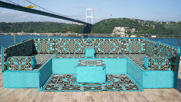 8'' Thickness U Sofa Set, Arabic Majlis, Turkish Floor Seating, Moroccan Sofa Set