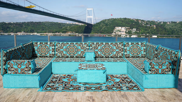 8'' Thickness U Sofa Set, Arabic Majlis, Turkish Floor Seating, Moroccan Sofa Set