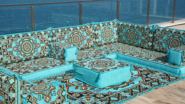 8'' Thickness U Sofa Set, Arabic Majlis, Turkish Floor Seating, Moroccan Sofa Set