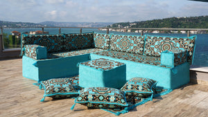 8'' Thickness L Sofa Set, Arabic Seating, Handmade Floor Couches, Sectional Sofas, Turkish Floor Sofas