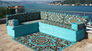 8'' Thickness L Sofa Set, Arabic Seating, Handmade Floor Couches, Sectional Sofas, Turkish Floor Sofas
