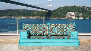 أريكة أرضية عربية، طقم أريكة أرضية تقليدية، أرائك مقسمة، طقم أريكة أرضية عربية، أريكة يوجا مع أريكة عثمانية وسجادة