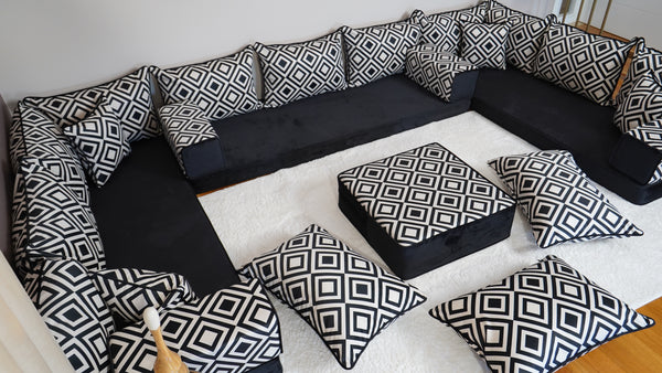 U Floor Seating Set, Pallet Sofa, Indoor Benches, Floor Pillows, Velvet Sofa Sets, Turkish Sitting Pillows, Living Room Sofa