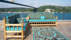 U Shape Bohemian Furniture, Arabic Sofa, Yemeni Majlis, Patio Furniture, Wooden Bench Sofa Sets, Arabic Sofa Seating, Majlis Set, Outdoor Furniture, Patio Benches