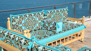 U Shape Bohemian Furniture, Arabic Sofa, Yemeni Majlis, Patio Furniture, Wooden Bench Sofa Sets, Arabic Sofa Seating, Majlis Set, Outdoor Furniture, Patio Benches