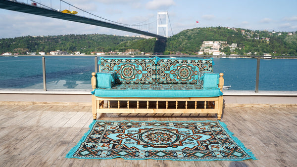 U Shape Bohemian Furniture, Arabic Sofa, Yemeni Majlis, Patio Furniture, Wooden Bench Sofa Sets, Arabic Sofa Seating, Majlis Set, Outdoor Furniture, Patio Benches