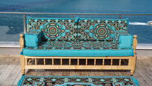 U Shape Bohemian Furniture, Arabic Sofa, Yemeni Majlis, Patio Furniture, Wooden Bench Sofa Sets, Arabic Sofa Seating, Majlis Set, Outdoor Furniture, Patio Benches