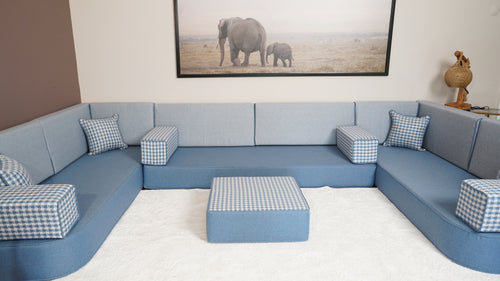 Blue Arabic Majlis, Bench Cushions, Moroccan Sofa, Linen Sofas, Seating Pillows, Diwan Sofa Pillows, Customized Sofa