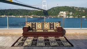 Brown Dunya Harmony pattern single Arabic floor sofa set, photo 14 of 16