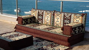 Brown Dunya Harmony pattern single Arabic floor sofa set, photo 13 of 16
