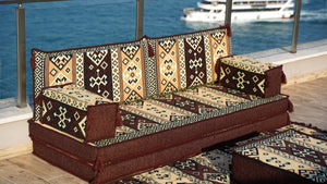 Brown Dunya Harmony pattern single Arabic floor sofa set, photo 11 of 16