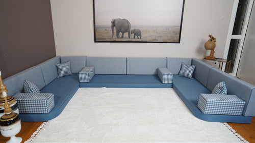 Blue Arabic Majlis, Bench Cushions, Moroccan Sofa, Linen Sofas, Seating Pillows, Diwan Sofa Pillows, Customized Sofa