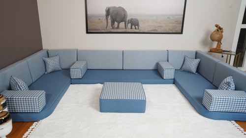 Blue Arabic Majlis, Bench Cushions, Moroccan Sofa, Linen Sofas, Seating Pillows, Diwan Sofa Pillows, Customized Sofa