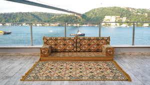 8'' Thickness Sofa Set, Gold Floor Couch, Sectional Sofas, Arabic Majilis, Arabic Jalsa, Meditation Yoga Loveseat