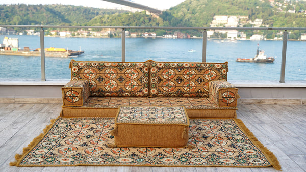 8'' Thickness Sofa Set, Gold Floor Couch, Sectional Sofas, Arabic Majilis, Arabic Jalsa, Meditation Yoga Loveseat