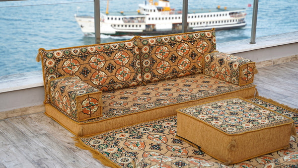 8'' Thickness Sofa Set, Gold Floor Couch, Sectional Sofas, Arabic Majilis, Arabic Jalsa, Meditation Yoga Loveseat
