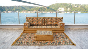 أرائك غرفة المعيشة، أريكة مقسمة وحدات، طقم أريكة أرضية، أريكة مقسمة، أريكة أرضية عربية مع أريكة عثمانية وسجادة