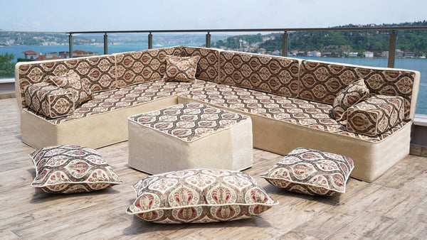 Sièges arabes d'angle traditionnels, canapés de sol faits main, ensembles de canapés Diwan, canapés sectionnels, canapés de sol turcs, canapés de salon marocains