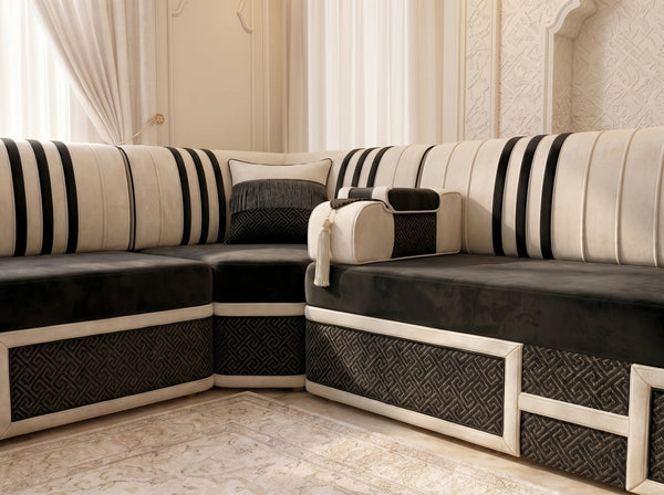Luxury Middle Eastern Majlis Sofa – U Shaped Floor Sofa – L Shaped Sectional – Single Loveseat Seating – Oriental Arabic Couch