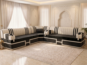 Luxury Middle Eastern Majlis Sofa – U Shaped Floor Sofa – L Shaped Sectional – Single Loveseat Seating – Oriental Arabic Couch