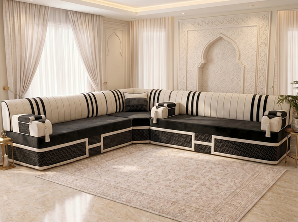 Luxury Middle Eastern Majlis Sofa – U Shaped Floor Sofa – L Shaped Sectional – Single Loveseat Seating – Oriental Arabic Couch