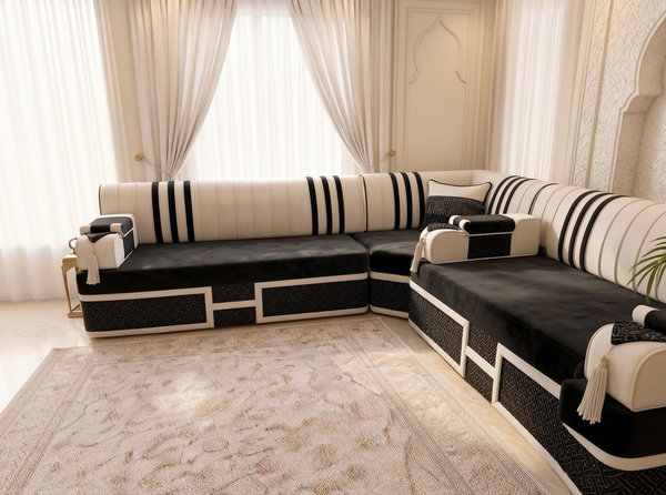 Luxury Middle Eastern Majlis Sofa – U Shaped Floor Sofa – L Shaped Sectional – Single Loveseat Seating – Oriental Arabic Couch
