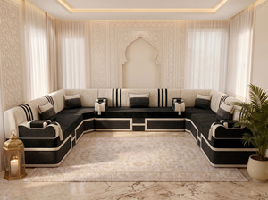 Luxury Middle Eastern Majlis Sofa – U Shaped Floor Sofa – L Shaped Sectional – Single Loveseat Seating – Oriental Arabic Couch