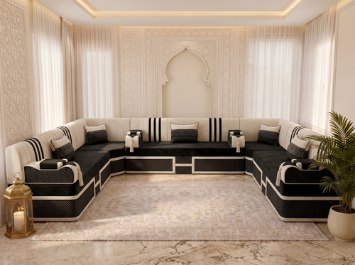 Luxury Middle Eastern Majlis Sofa – U Shaped Floor Sofa – L Shaped Sectional – Single Loveseat Seating – Oriental Arabic Couch