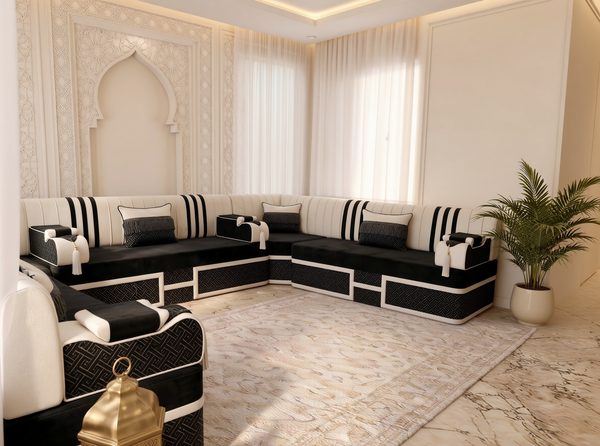 Luxury Middle Eastern Majlis Sofa – U Shaped Floor Sofa – L Shaped Sectional – Single Loveseat Seating – Oriental Arabic Couch