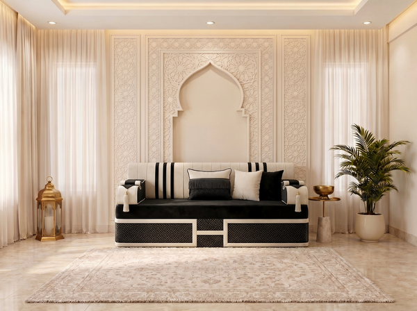 Luxury Middle Eastern Majlis Sofa – U Shaped Floor Sofa – L Shaped Sectional – Single Loveseat Seating – Oriental Arabic Couch