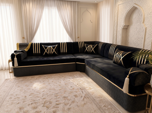 Luxury Arabic Majlis Sofa – Sectional Floor Seating – U Shaped Couch – L Shaped Corner Sofa – Middle Eastern Floor Cushion