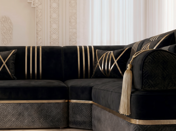 Luxury Arabic Majlis Sofa – Sectional Floor Seating – U Shaped Couch – L Shaped Corner Sofa – Middle Eastern Floor Cushion