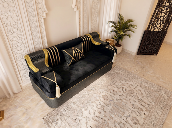Luxury Arabic Majlis Sofa – Sectional Floor Seating – U Shaped Couch – L Shaped Corner Sofa – Middle Eastern Floor Cushion