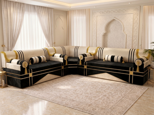 Oriental Arabic Majlis Floor Sofa – U L Single Set – Velvet Middle Eastern Seating – Moroccan Floor Couch – Handmade Majlis